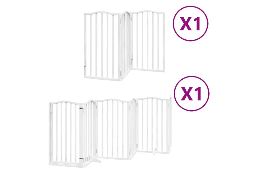 Vidaxl Dog Gate With Door Foldable 9 Panels White 450 Cm Poplar Wood Vidaxl Dog Gate With Door Foldable 9 Panels White 450 Cm Poplar Wood