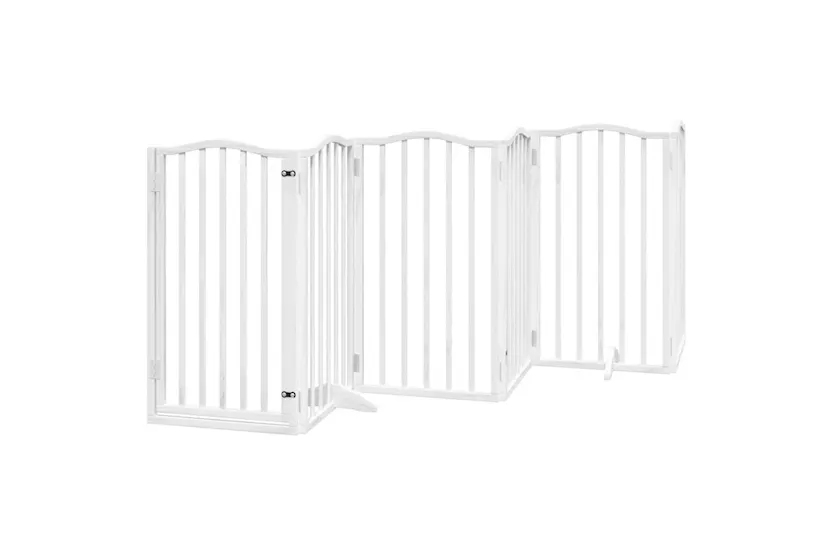 Vidaxl Dog Gate With Door Foldable 9 Panels White 450 Cm Poplar Wood Vidaxl Dog Gate With Door Foldable 9 Panels White 450 Cm Poplar Wood