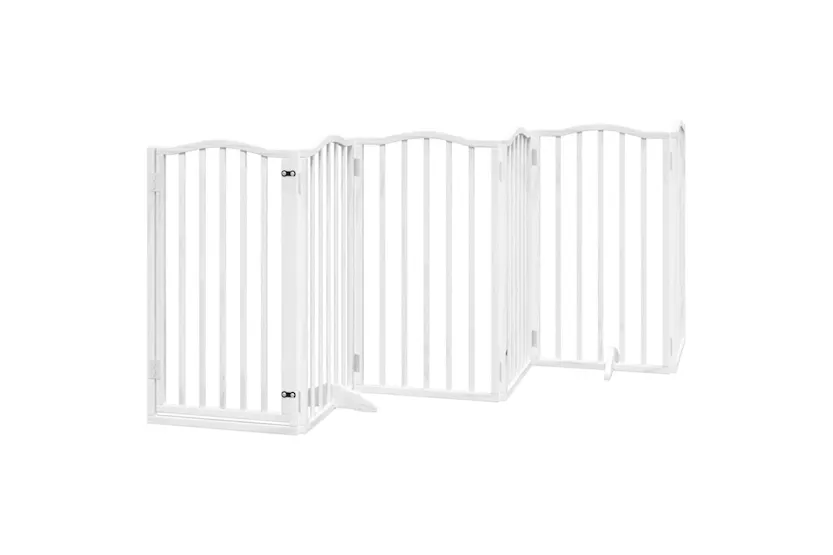 Vidaxl Dog Gate With Door Foldable 15 Panels White 750 Cm Poplar Wood Vidaxl Dog Gate With Door Foldable 15 Panels White 750 Cm Poplar Wood