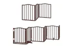 Vidaxl Dog Gate With Door Foldable 12 Panels Brown 600 Cm Poplar Wood Vidaxl Dog Gate With Door Foldable 12 Panels Brown 600 Cm Poplar Wood