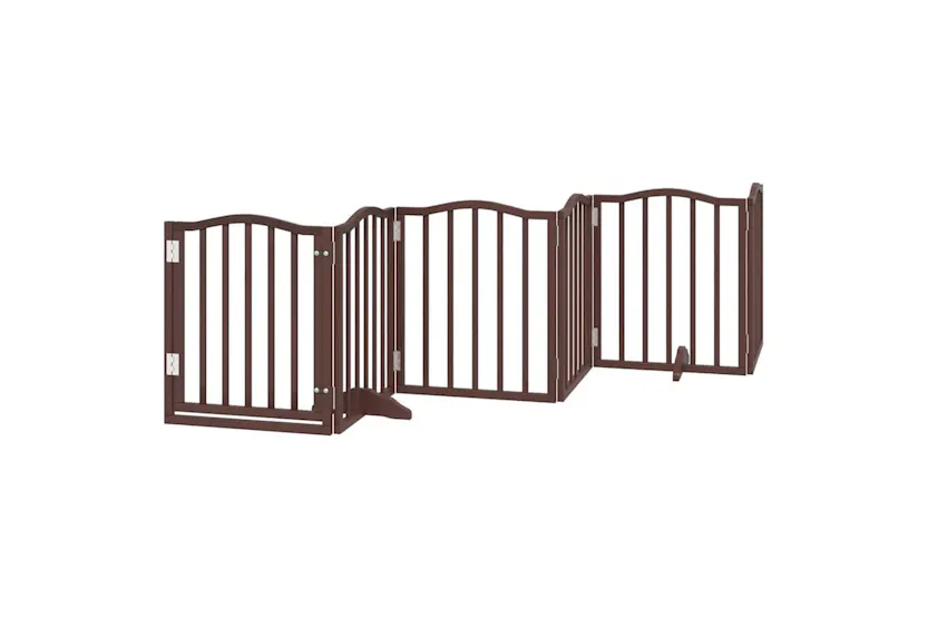 Vidaxl Dog Gate With Door Foldable 12 Panels Brown 600 Cm Poplar Wood Vidaxl Dog Gate With Door Foldable 12 Panels Brown 600 Cm Poplar Wood