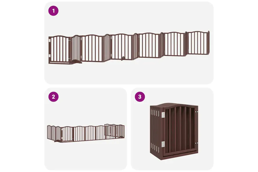 Vidaxl Dog Gate With Door Foldable 12 Panels Brown 600 Cm Poplar Wood Vidaxl Dog Gate With Door Foldable 12 Panels Brown 600 Cm Poplar Wood