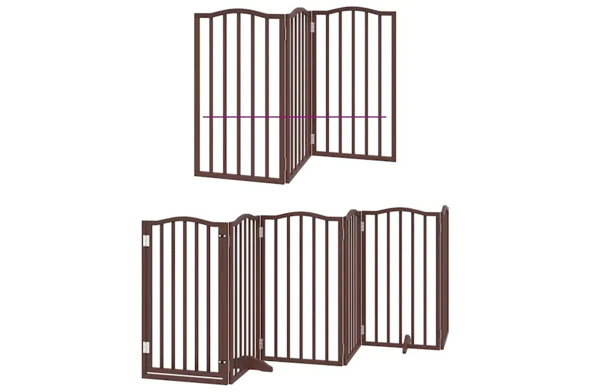 Vidaxl Dog Gate With Door Foldable 9 Panels Brown 450 Cm Poplar Wood Vidaxl Dog Gate With Door Foldable 9 Panels Brown 450 Cm Poplar Wood