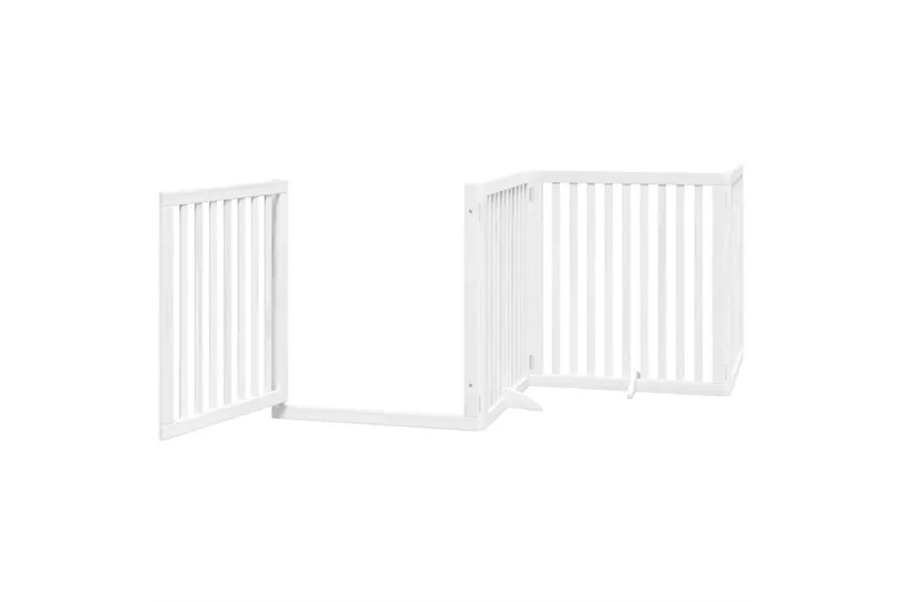 Vidaxl Dog Gate With Door Foldable 8 Panels White 640 Cm Poplar Wood Vidaxl Dog Gate With Door Foldable 8 Panels White 640 Cm Poplar Wood