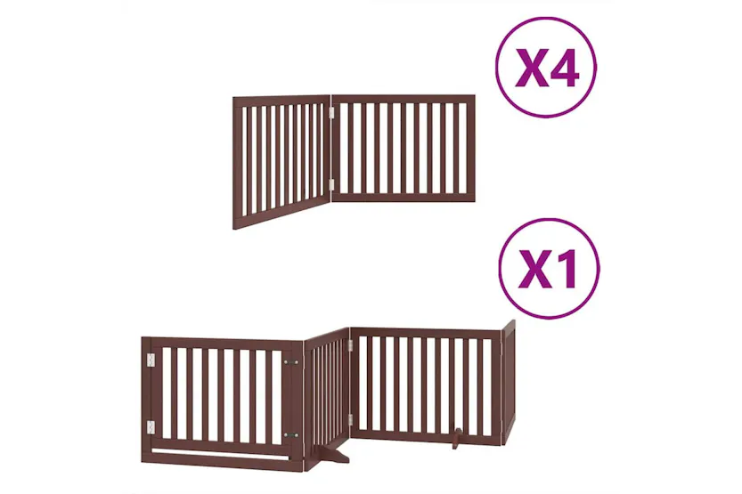 Vidaxl Dog Gate With Door Foldable 12 Panels Brown 960 Cm Poplar Wood Vidaxl Dog Gate With Door Foldable 12 Panels Brown 960 Cm Poplar Wood