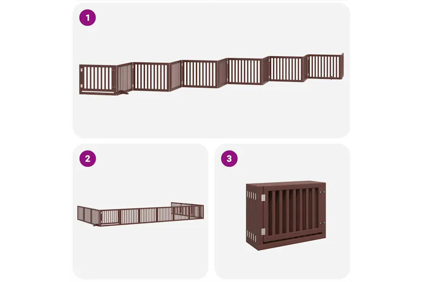 Vidaxl Dog Gate With Door Foldable 12 Panels Brown 960 Cm Poplar Wood Vidaxl Dog Gate With Door Foldable 12 Panels Brown 960 Cm Poplar Wood