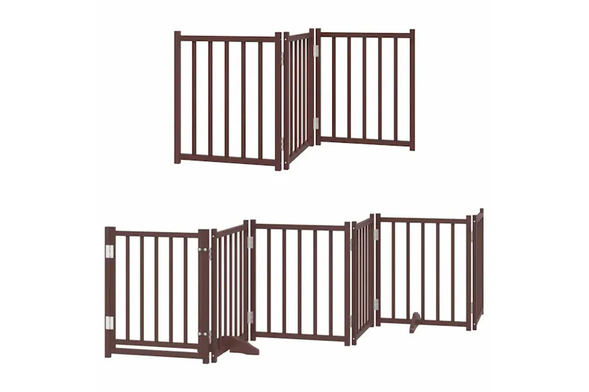 Vidaxl Dog Gate With Door Foldable 9 Panels Brown 450 Cm Poplar Wood Vidaxl Dog Gate With Door Foldable 9 Panels Brown 450 Cm Poplar Wood