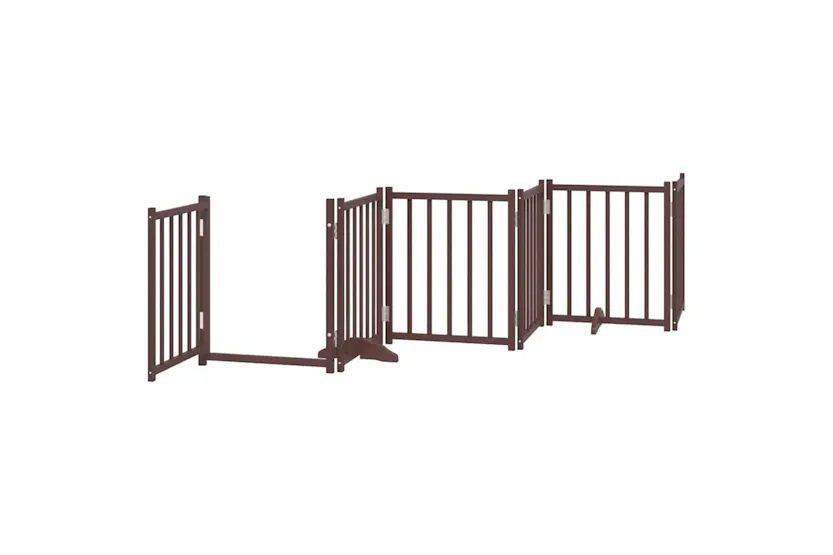 Vidaxl Dog Gate With Door Foldable 9 Panels Brown 450 Cm Poplar Wood Vidaxl Dog Gate With Door Foldable 9 Panels Brown 450 Cm Poplar Wood
