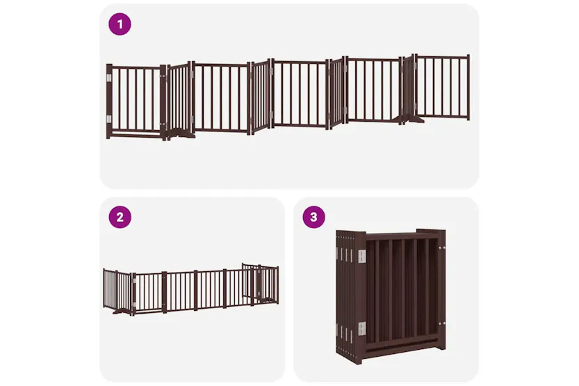 Vidaxl Dog Gate With Door Foldable 9 Panels Brown 450 Cm Poplar Wood Vidaxl Dog Gate With Door Foldable 9 Panels Brown 450 Cm Poplar Wood