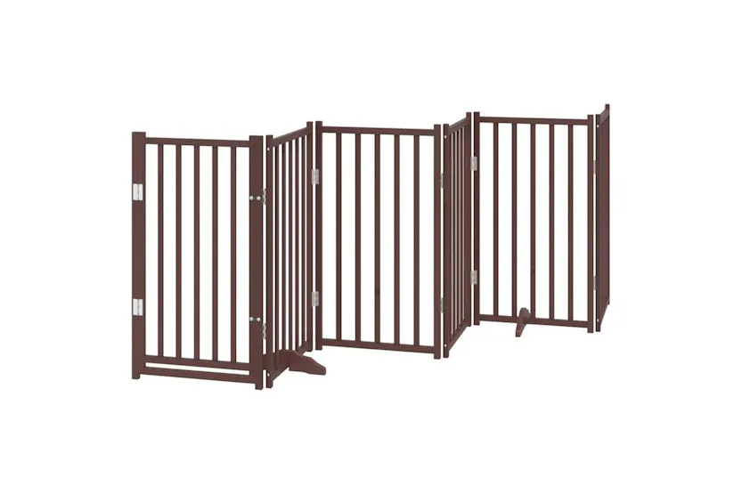 Vidaxl Dog Gate With Door Foldable 15 Panels Brown 750 Cm Poplar Wood Vidaxl Dog Gate With Door Foldable 15 Panels Brown 750 Cm Poplar Wood