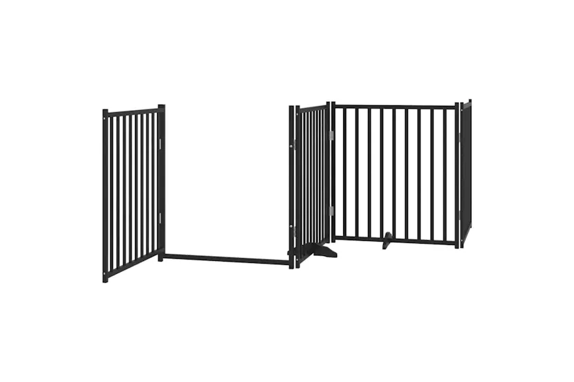 Vidaxl Dog Gate With Door Foldable 6 Panels Black 480 Cm Poplar Wood Vidaxl Dog Gate With Door Foldable 6 Panels Black 480 Cm Poplar Wood