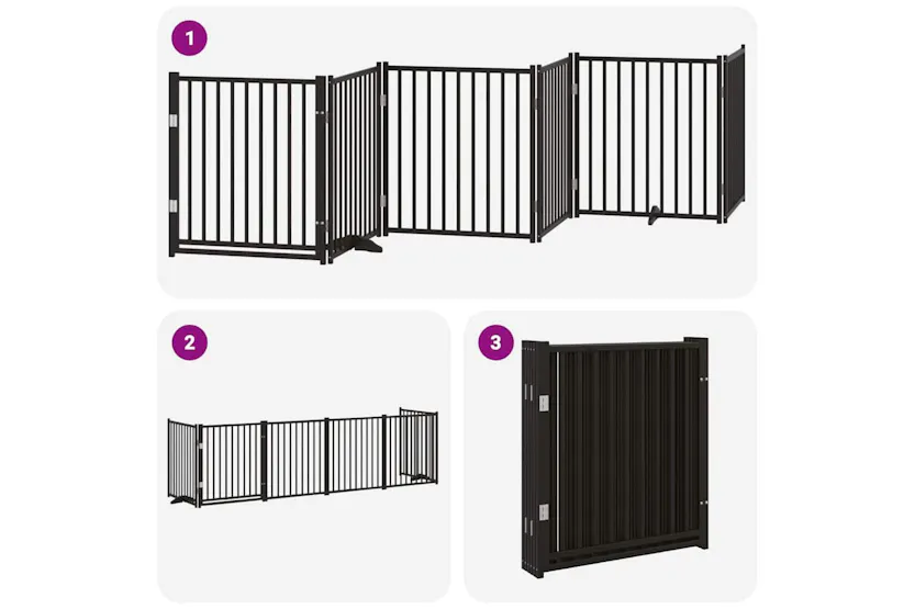 Vidaxl Dog Gate With Door Foldable 6 Panels Black 480 Cm Poplar Wood Vidaxl Dog Gate With Door Foldable 6 Panels Black 480 Cm Poplar Wood