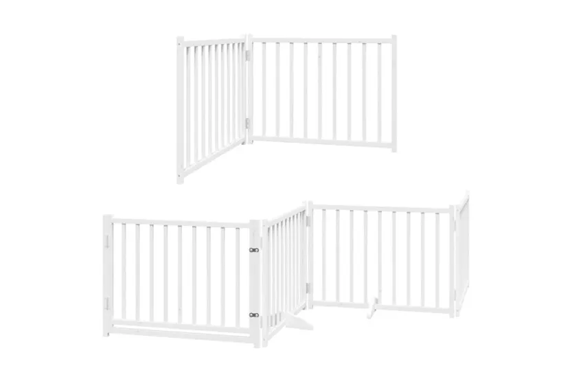 Vidaxl Dog Gate With Door Foldable 6 Panels White 480 Cm Poplar Wood Vidaxl Dog Gate With Door Foldable 6 Panels White 480 Cm Poplar Wood