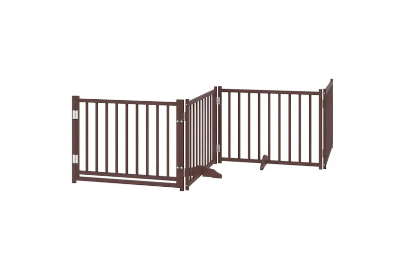 Vidaxl Dog Gate With Door Foldable 12 Panels Brown 960 Cm Poplar Wood Vidaxl Dog Gate With Door Foldable 12 Panels Brown 960 Cm Poplar Wood