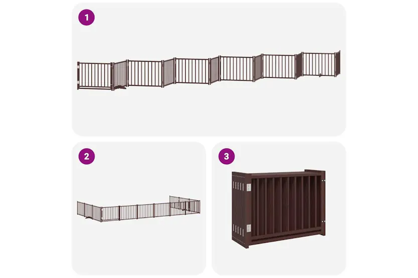 Vidaxl Dog Gate With Door Foldable 12 Panels Brown 960 Cm Poplar Wood Vidaxl Dog Gate With Door Foldable 12 Panels Brown 960 Cm Poplar Wood