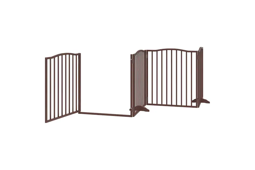 Vidaxl Dog Gate With Door Foldable 8 Panels Brown 640 Cm Poplar Wood Vidaxl Dog Gate With Door Foldable 8 Panels Brown 640 Cm Poplar Wood