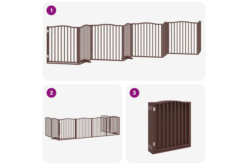 Vidaxl Dog Gate With Door Foldable 8 Panels Brown 640 Cm Poplar Wood Vidaxl Dog Gate With Door Foldable 8 Panels Brown 640 Cm Poplar Wood