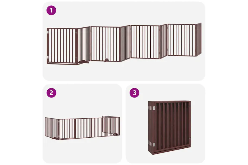 Vidaxl Dog Gate With Door Foldable 8 Panels Brown 640 Cm Poplar Wood Vidaxl Dog Gate With Door Foldable 8 Panels Brown 640 Cm Poplar Wood
