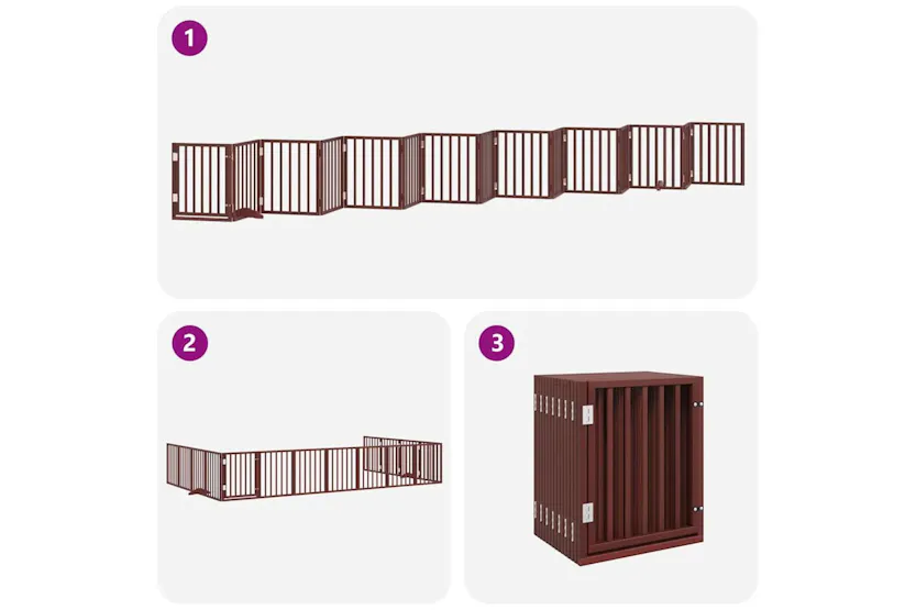 Vidaxl Dog Gate With Door Foldable 15 Panels Brown 750 Cm Poplar Wood Vidaxl Dog Gate With Door Foldable 15 Panels Brown 750 Cm Poplar Wood