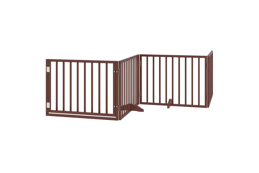 Vidaxl Dog Gate With Door Foldable 6 Panels Brown 480 Cm Poplar Wood Vidaxl Dog Gate With Door Foldable 6 Panels Brown 480 Cm Poplar Wood