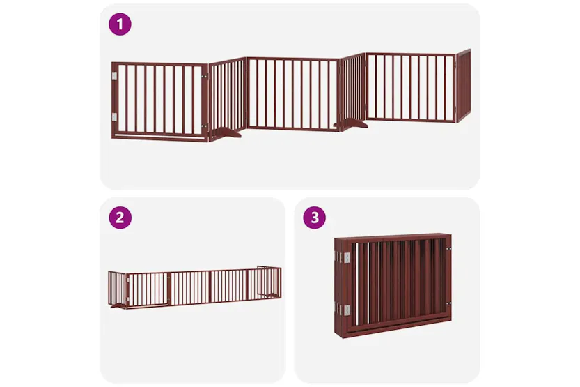 Vidaxl Dog Gate With Door Foldable 6 Panels Brown 480 Cm Poplar Wood Vidaxl Dog Gate With Door Foldable 6 Panels Brown 480 Cm Poplar Wood