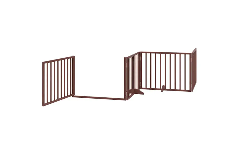 Vidaxl Dog Gate With Door Foldable 12 Panels Brown 960 Cm Poplar Wood Vidaxl Dog Gate With Door Foldable 12 Panels Brown 960 Cm Poplar Wood
