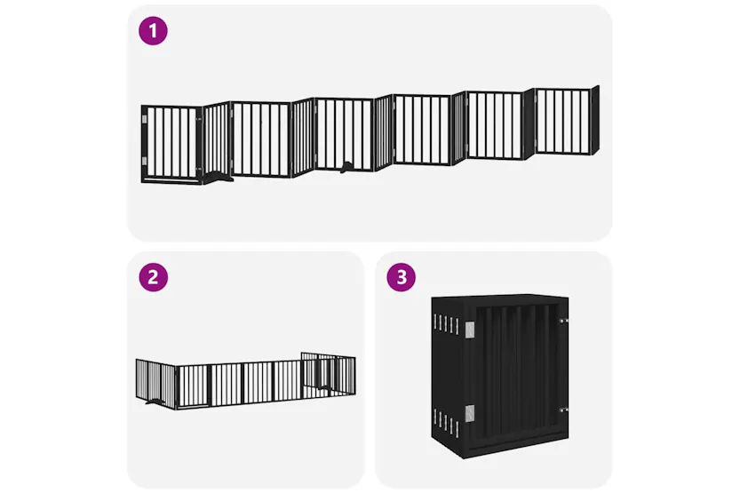 Vidaxl Dog Gate With Door Foldable 12 Panels Black 600 Cm Poplar Wood Vidaxl Dog Gate With Door Foldable 12 Panels Black 600 Cm Poplar Wood