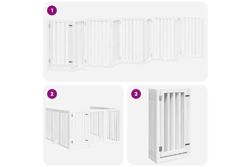 Vidaxl Dog Gate With Door Foldable 9 Panels White 450 Cm Poplar Wood Vidaxl Dog Gate With Door Foldable 9 Panels White 450 Cm Poplar Wood