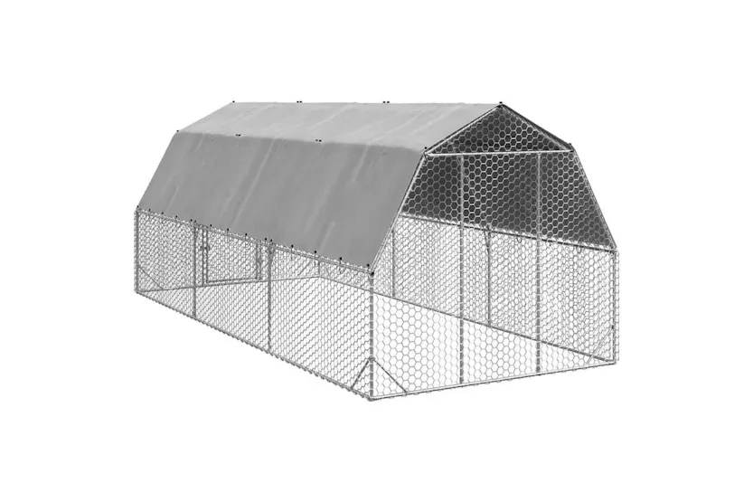 Vidaxl Chicken Run With Roof 25x6x225 M Galvanised Steel Vidaxl Chicken Run With Roof 25x6x225 M Galvanised Steel