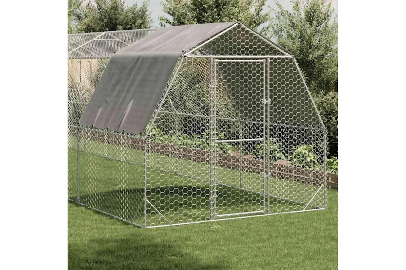 Vidaxl Chicken Run With Roof 25x10x225 M Galvanised Steel Vidaxl Chicken Run With Roof 25x10x225 M Galvanised Steel