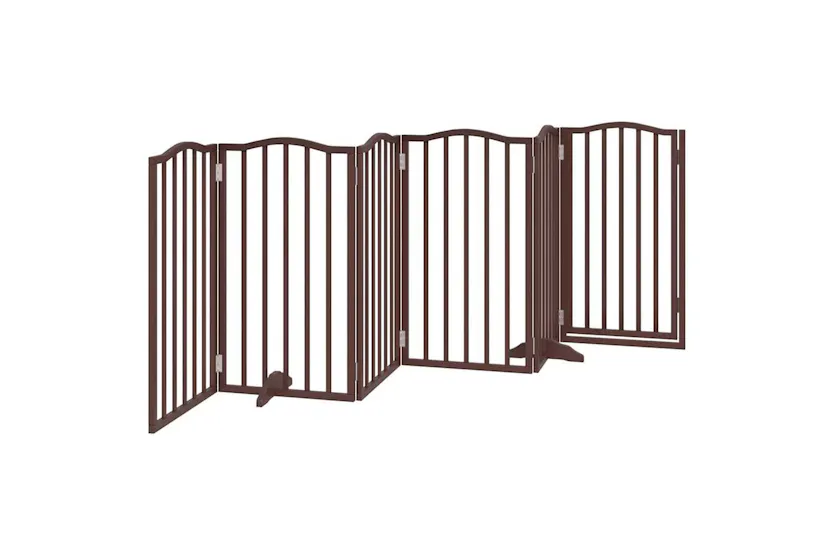 Vidaxl Dog Gate With Door Foldable 6 Panels Brown Oak 300 Cmpoplar Wood Vidaxl Dog Gate With Door Foldable 6 Panels Brown Oak 300 Cmpoplar Wood