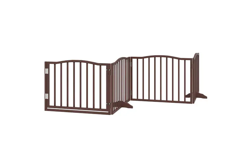 Vidaxl Dog Gate With Door Foldable 4 Panels Brown Oak 320 Cm Poplar Wood Vidaxl Dog Gate With Door Foldable 4 Panels Brown Oak 320 Cm Poplar Wood