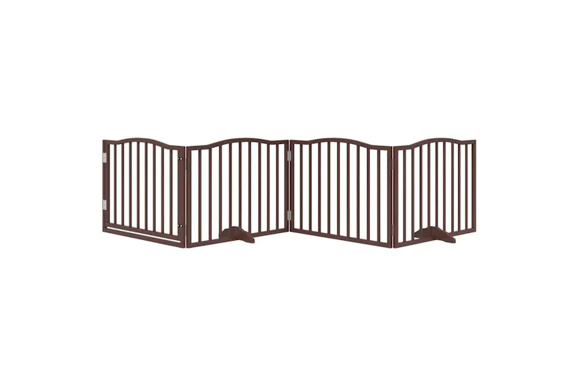 Vidaxl Dog Gate With Door Foldable 4 Panels Brown Oak 320 Cm Poplar Wood Vidaxl Dog Gate With Door Foldable 4 Panels Brown Oak 320 Cm Poplar Wood