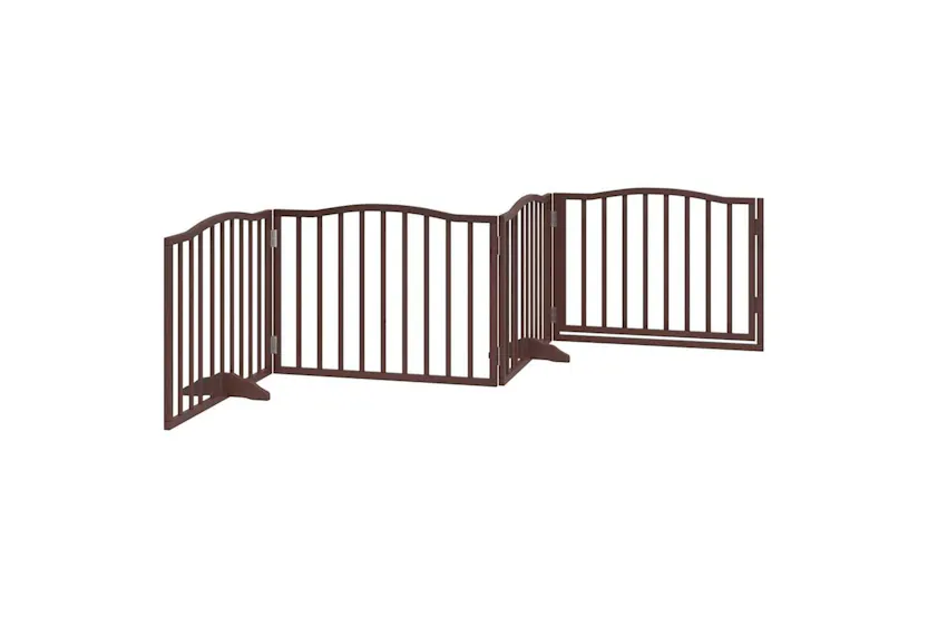 Vidaxl Dog Gate With Door Foldable 4 Panels Brown Oak 320 Cm Poplar Wood Vidaxl Dog Gate With Door Foldable 4 Panels Brown Oak 320 Cm Poplar Wood