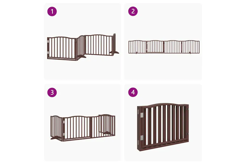 Vidaxl Dog Gate With Door Foldable 4 Panels Brown Oak 320 Cm Poplar Wood Vidaxl Dog Gate With Door Foldable 4 Panels Brown Oak 320 Cm Poplar Wood