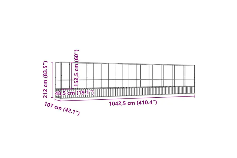 Vidaxl Aviary With Extension Silver 10425x107x212 Cm Steel Vidaxl Aviary With Extension Silver 10425x107x212 Cm Steel