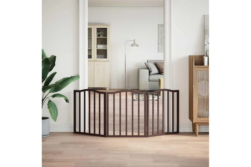 Vidaxl Dog Gate Foldable 3 Panels Brown Oak 150 Cmpoplar Wood Vidaxl Dog Gate Foldable 3 Panels Brown Oak 150 Cmpoplar Wood