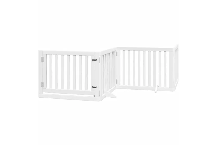 Vidaxl Dog Gate With Door Foldable 4 Panels White 320 Cm Poplar Wood Vidaxl Dog Gate With Door Foldable 4 Panels White 320 Cm Poplar Wood