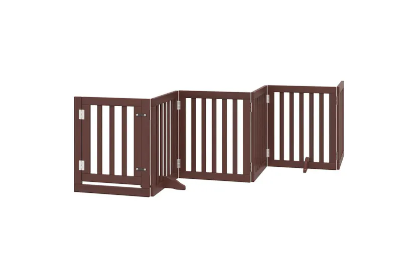 Vidaxl Dog Gate With Door Foldable 6 Panels Brown 300 Cm Poplar Wood Vidaxl Dog Gate With Door Foldable 6 Panels Brown 300 Cm Poplar Wood