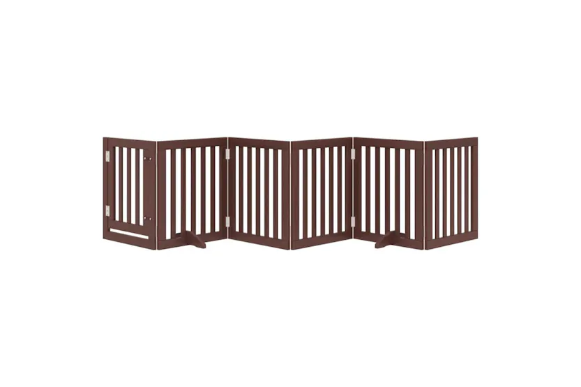 Vidaxl Dog Gate With Door Foldable 6 Panels Brown 300 Cm Poplar Wood Vidaxl Dog Gate With Door Foldable 6 Panels Brown 300 Cm Poplar Wood