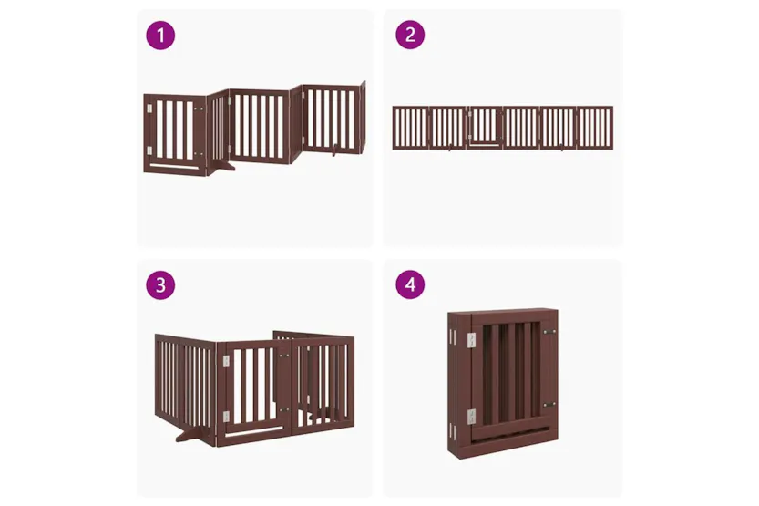 Vidaxl Dog Gate With Door Foldable 6 Panels Brown 300 Cm Poplar Wood Vidaxl Dog Gate With Door Foldable 6 Panels Brown 300 Cm Poplar Wood