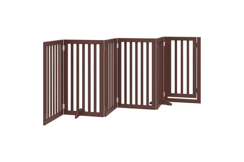 Vidaxl Dog Gate With Door Foldable 6 Panels Brown 300 Cm Poplar Wood Vidaxl Dog Gate With Door Foldable 6 Panels Brown 300 Cm Poplar Wood