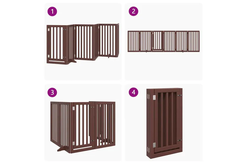 Vidaxl Dog Gate With Door Foldable 6 Panels Brown 300 Cm Poplar Wood Vidaxl Dog Gate With Door Foldable 6 Panels Brown 300 Cm Poplar Wood