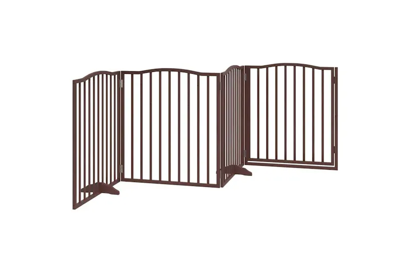 Vidaxl Dog Gate With Door Foldable 4 Panels Brown Oak 320 Cm Poplar Wood Vidaxl Dog Gate With Door Foldable 4 Panels Brown Oak 320 Cm Poplar Wood