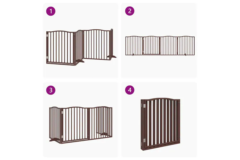 Vidaxl Dog Gate With Door Foldable 4 Panels Brown Oak 320 Cm Poplar Wood Vidaxl Dog Gate With Door Foldable 4 Panels Brown Oak 320 Cm Poplar Wood