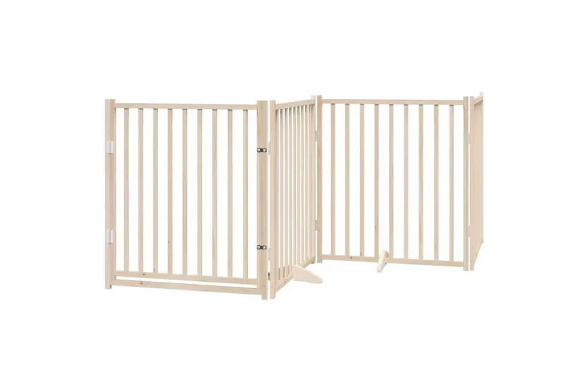 Vidaxl Dog Gate With Door Foldable 4 Panels 320 Cm Solid Wood Fir Vidaxl Dog Gate With Door Foldable 4 Panels 320 Cm Solid Wood Fir