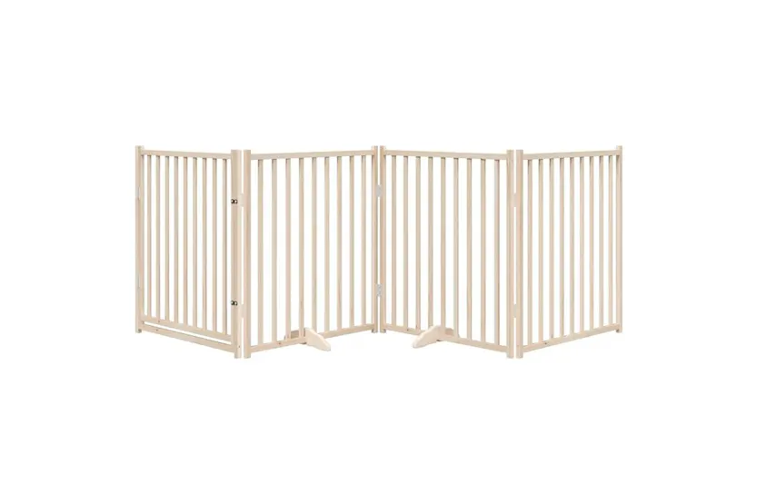 Vidaxl Dog Gate With Door Foldable 4 Panels 320 Cm Solid Wood Fir Vidaxl Dog Gate With Door Foldable 4 Panels 320 Cm Solid Wood Fir