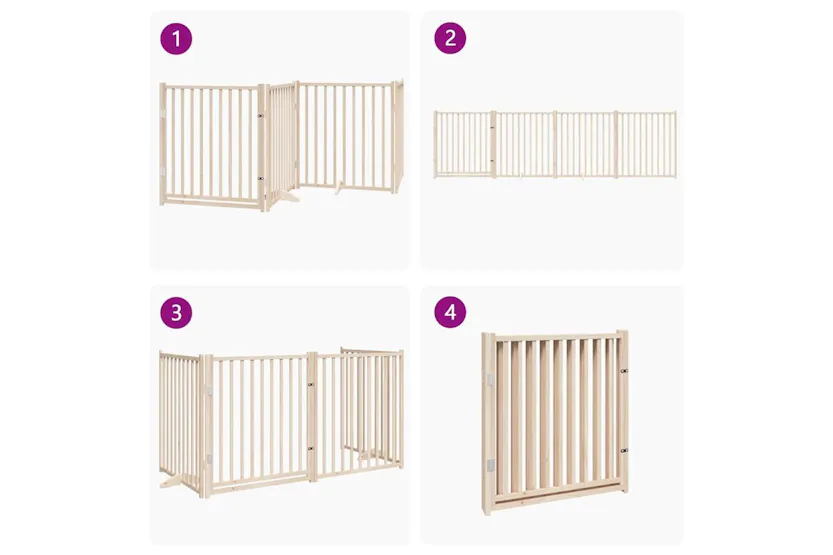 Vidaxl Dog Gate With Door Foldable 4 Panels 320 Cm Solid Wood Fir Vidaxl Dog Gate With Door Foldable 4 Panels 320 Cm Solid Wood Fir