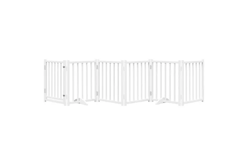 Vidaxl Dog Gate With Door Foldable 6 Panels White 300 Cm Solid Wood Fir Vidaxl Dog Gate With Door Foldable 6 Panels White 300 Cm Solid Wood Fir