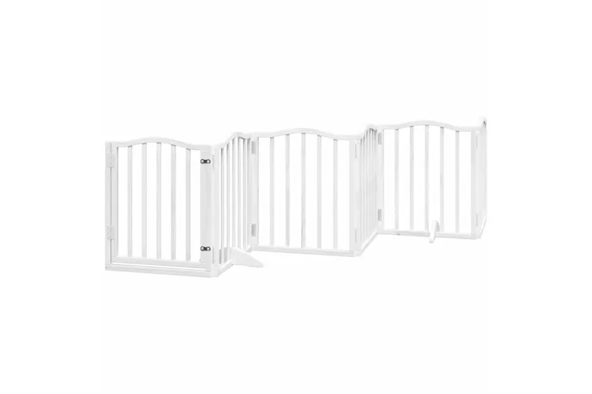 Vidaxl Dog Gate With Door Foldable 12 Panels White 600 Cm Poplar Wood Vidaxl Dog Gate With Door Foldable 12 Panels White 600 Cm Poplar Wood